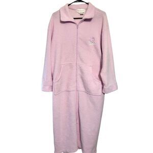 Miss Elaine Intimates Pink Robe Thick Warm Full Length Full Front Zip Pockets, M